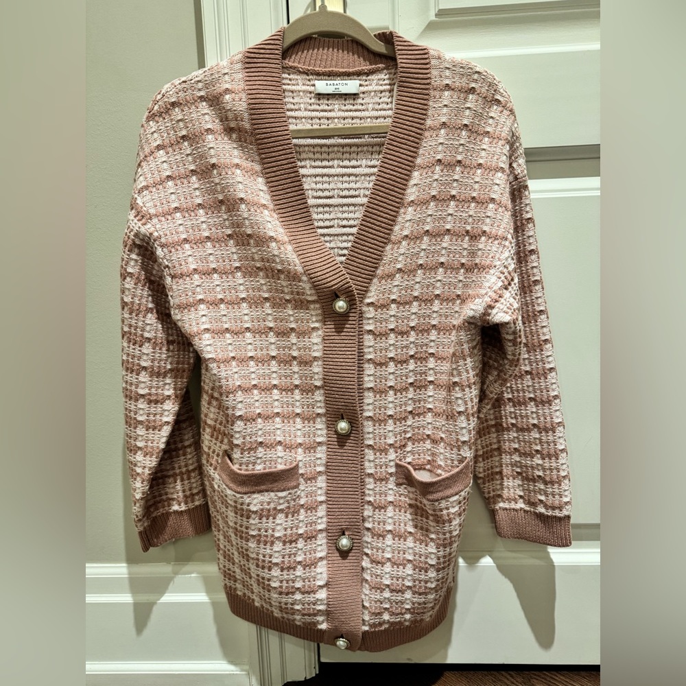 Pink tweed cardigan